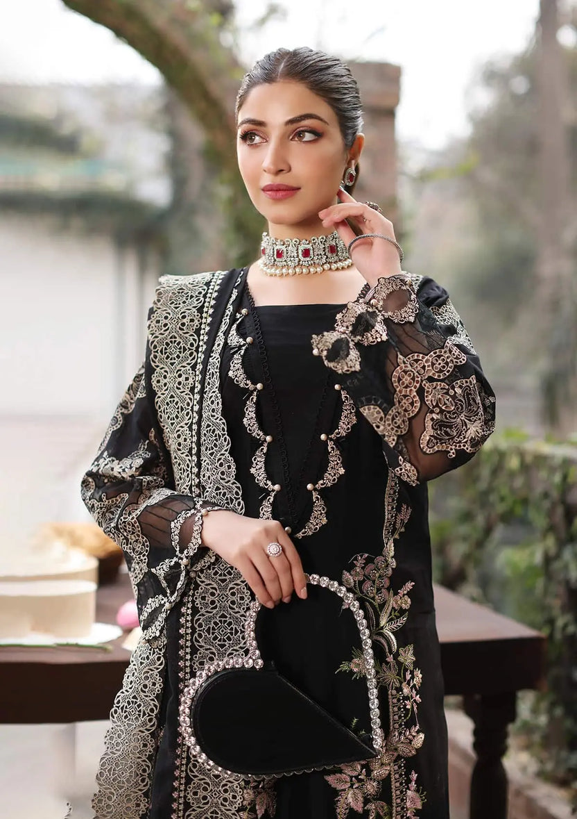 KAHF 3-PIECE LAWN EMBROIDERED SUIT WITH EMBROIDERED CUT WORK DUPATTA & TROUSER