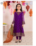 Maria.B-Kids 2pc Dhanak Embroidered Front Embroidered Sleeves Embroidered Trouser (10 to 14 Years) RGP-3524
