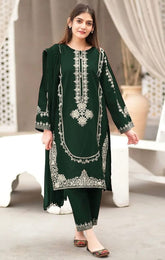 Resham Ghar-2pc Dhanak Embroidered Front Embroidered Sleeves Embroidered Trouser RGP-24