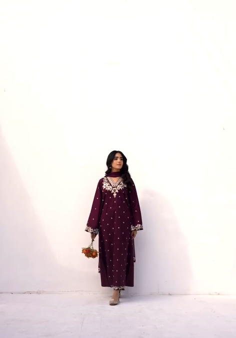 PEZWAAN 2-PIECE LAWN EMBROIDERED SHIRT WITH ELEGANT TROUSER