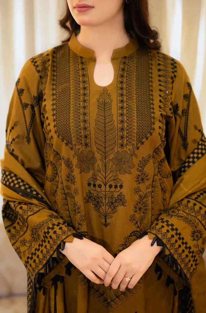 URGE 3-PIECE LAWN EMBROIDERED DRESS WITH EMBROIDERED DUPATTA & TROUSER