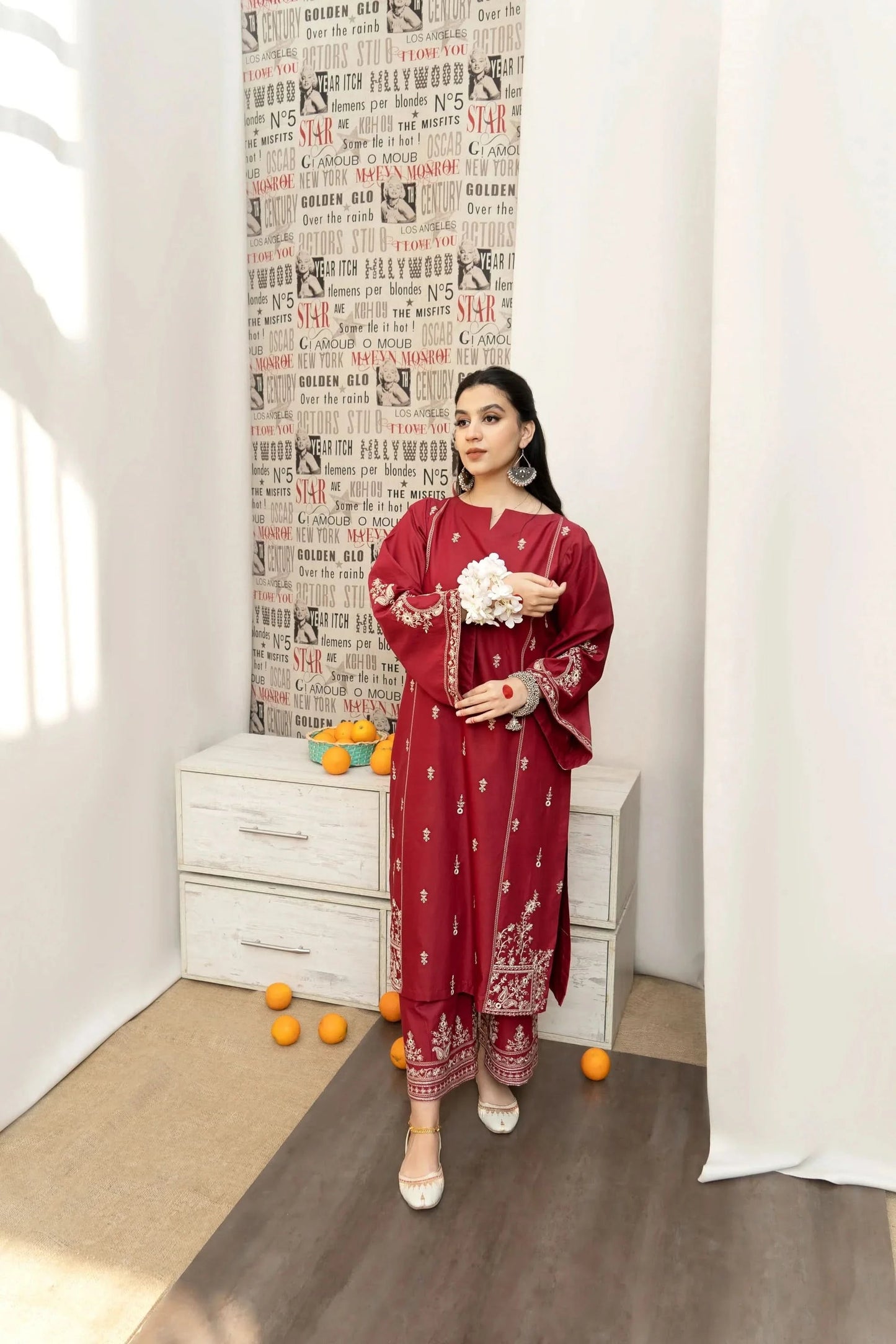 KHAADI 3-PIECE LAWN EMBROIDERED DRESS WITH PRINTED VOIL DUPATTA & EMBROIDERED TROUSER