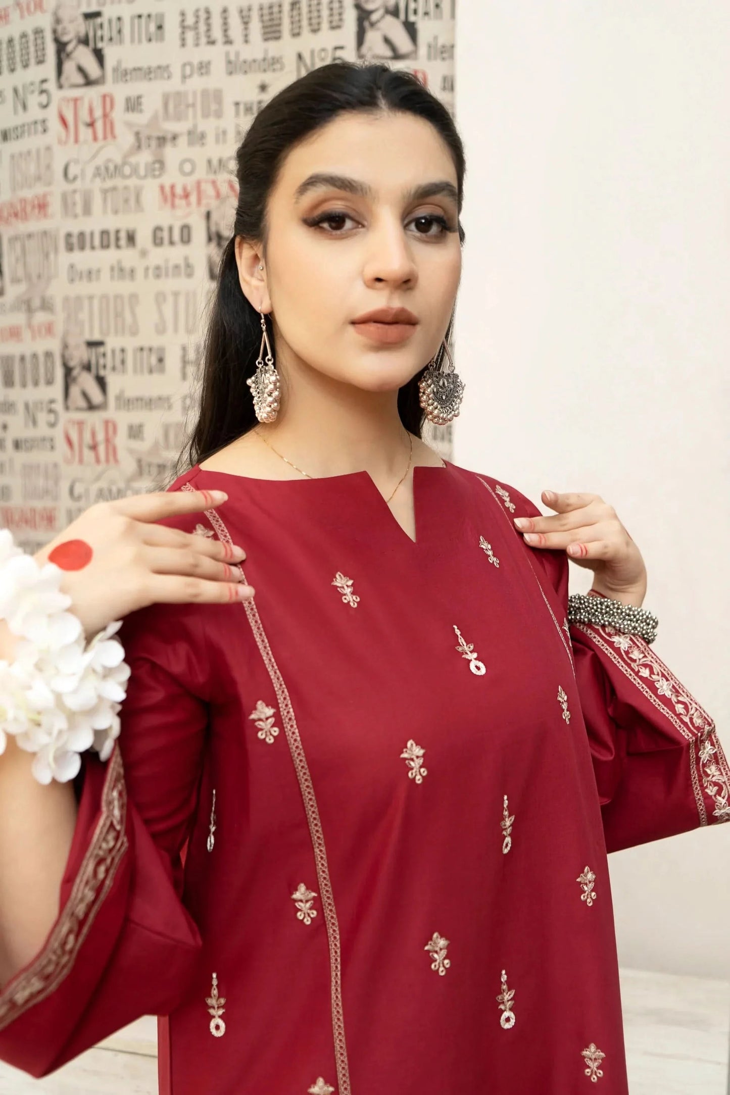 KHAADI 3-PIECE LAWN EMBROIDERED DRESS WITH PRINTED VOIL DUPATTA & EMBROIDERED TROUSER