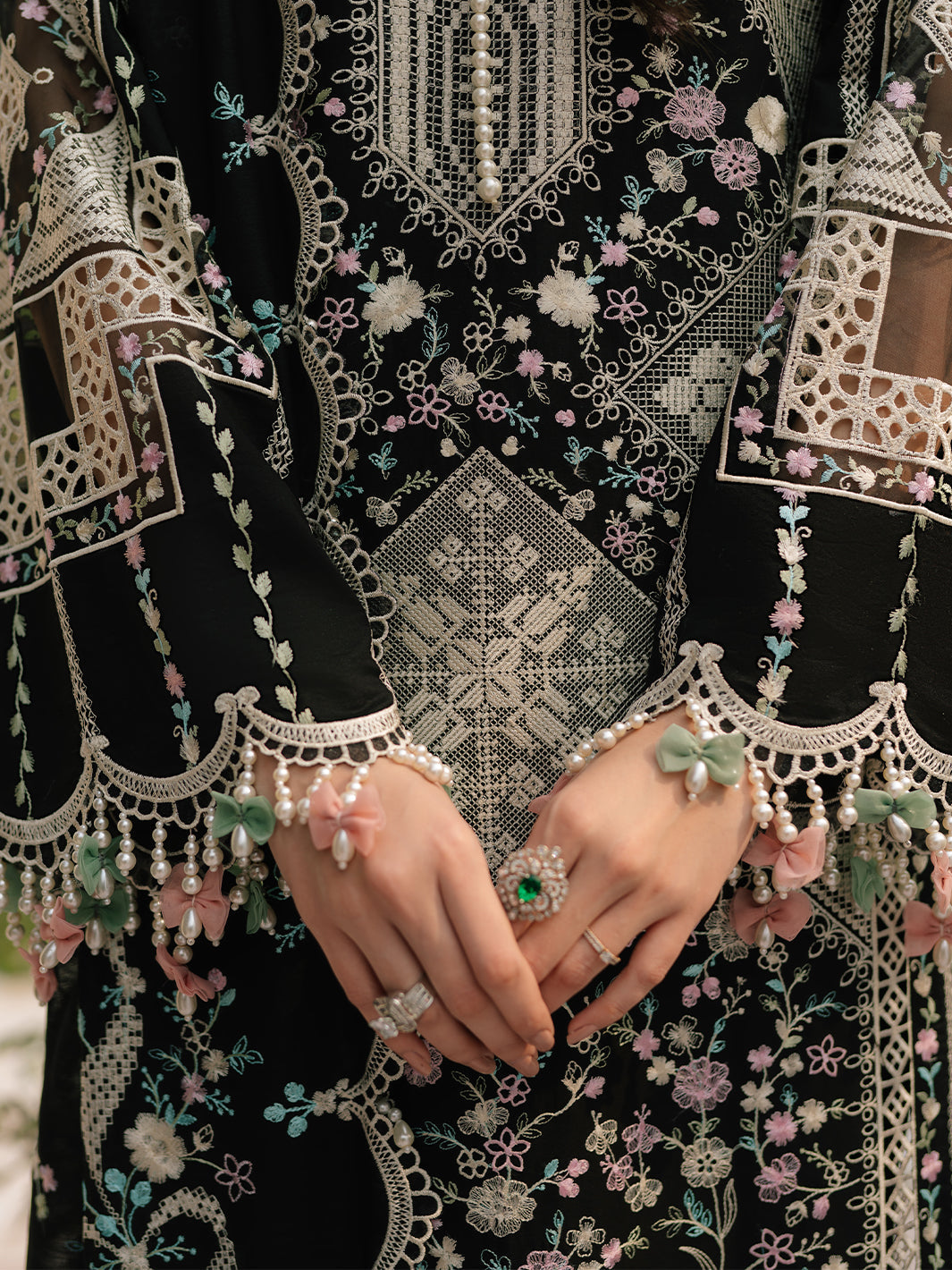 BIN ILYAS 3-PIECE HEAVY EMBROIDERED LAWN DRESS WITH CHIFFON EMBROIDERED DUPATTA & TROUSER