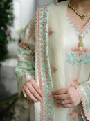 ANEELAS - 3PC SHAMOZ SILK FESTIVE EMBROIDERED ORGANZA DUPATTA - RG36