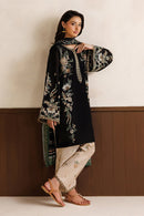 BAROQUE - 3PC DHANAK EMBROIDERED SHIRTEMBROIDERED TROUSER  PRINTED COURTRAI DUPATTA