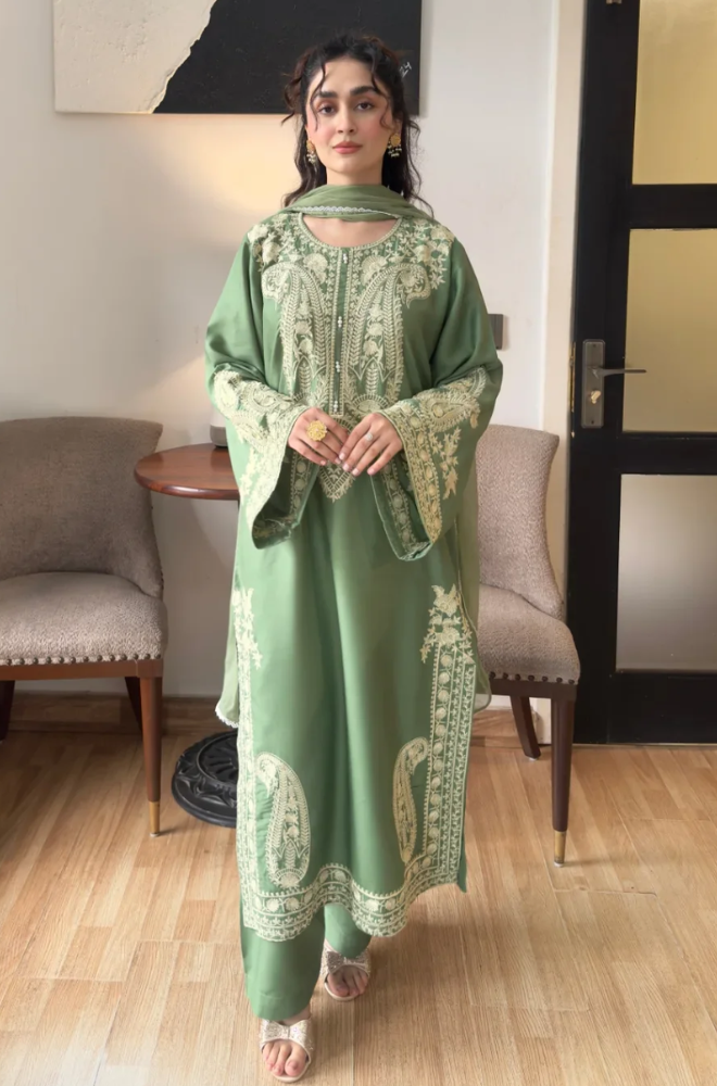 BATIK 3-PIECE LAWN EMBROIDERED SUIT WITH EMBROIDERED DUPATTA & TROUSER