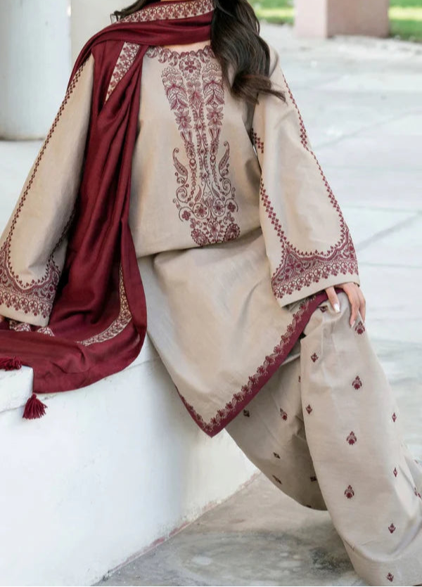 BAROQUE 3-PIECE LAWN EMBROIDERED DRESS WITH EMBROIDERED DUPATTA & TROUSER