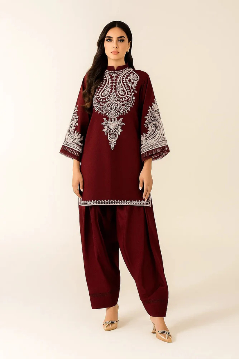 MARIA B 2-PIECE LAWN EMBROIDERED SHIRT WITH ELEGANT TROUSER
