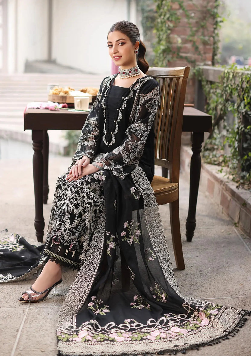 KAHF 3-PIECE LAWN EMBROIDERED SUIT WITH EMBROIDERED CUT WORK DUPATTA & TROUSER