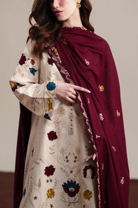 ZAIB PREMIUM WINTER EMBROIDERED 3 PC SUIT WITH EMBROIDERED SHAWL