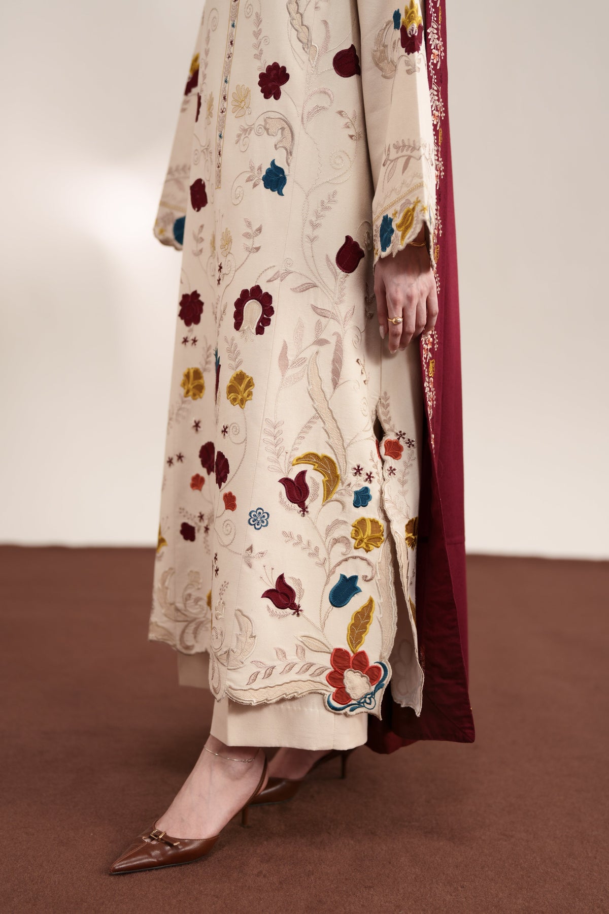 ZAIB PREMIUM WINTER EMBROIDERED 3 PC SUIT WITH EMBROIDERED SHAWL