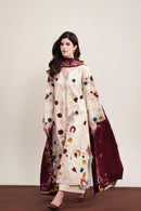 ZAIB PREMIUM WINTER EMBROIDERED 3 PC SUIT WITH EMBROIDERED SHAWL