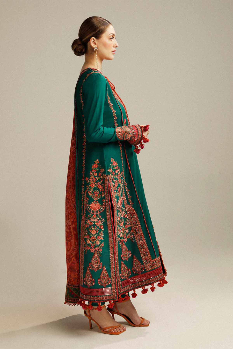 HUSSAIN REHAR 3-PIECE LAWN HEAVY EMBROIDERED DRESS WITH PRINTED VOIL DUPATTA & EMBROIDERED TROUSER