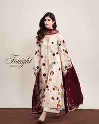 ZAIB PREMIUM WINTER EMBROIDERED 3 PC SUIT WITH EMBROIDERED SHAWL