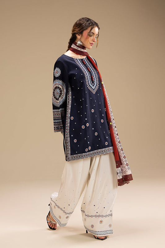 JAZMIN 3-PIECE LAWN EMBROIDERED DRESS WITH PRINTED VOIL DUPATTA & EMBROIDERED TROUSER