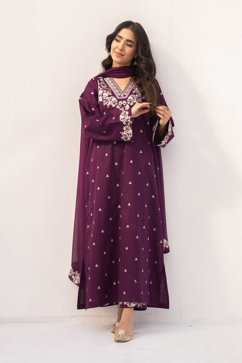 PEZWAAN 2-PIECE LAWN EMBROIDERED SHIRT WITH ELEGANT TROUSER