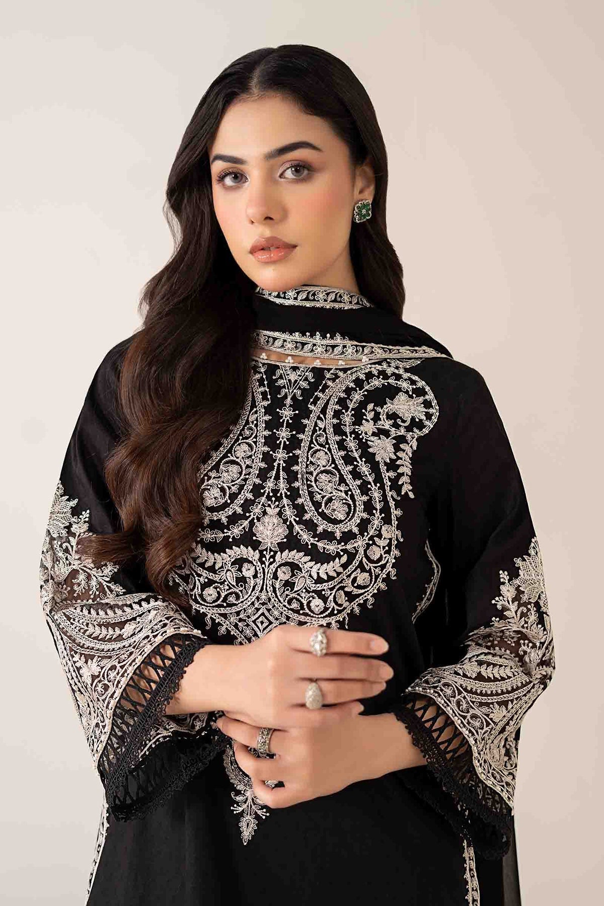 MARIA B 2-PIECE LAWN EMBROIDERED SHIRT WITH ELEGANT TROUSER