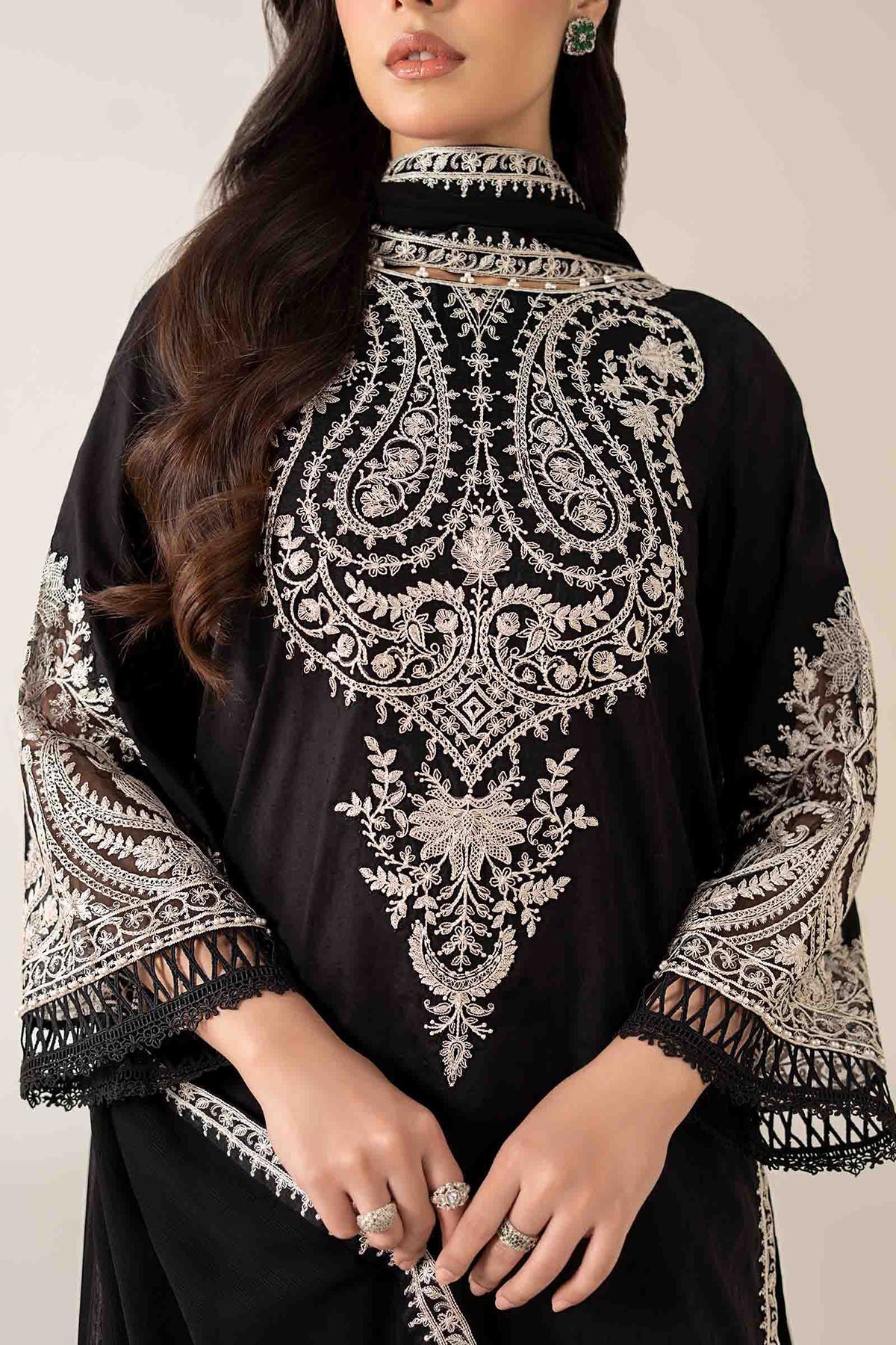 MARIA B 2-PIECE LAWN EMBROIDERED SHIRT WITH ELEGANT TROUSER