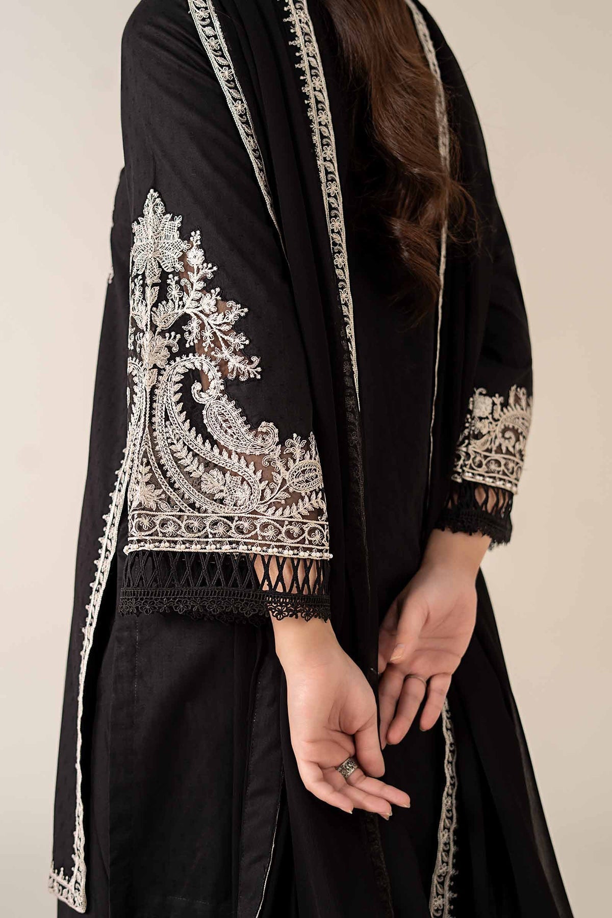 MARIA B 2-PIECE LAWN EMBROIDERED SHIRT WITH ELEGANT TROUSER