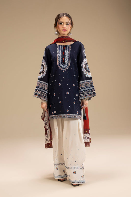 JAZMIN 3-PIECE LAWN EMBROIDERED DRESS WITH PRINTED VOIL DUPATTA & EMBROIDERED TROUSER