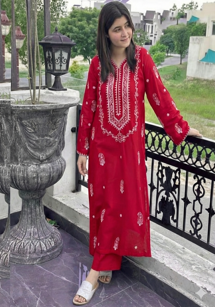 LAAM 2-PIECE LAWN EMBROIDERED SHIRT WITH ELEGANT TROUSER