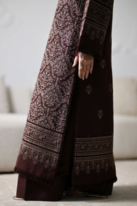 ZAIB-3PC KARANDI EMBROIDERED SHIRT WITH KARANDI EMBROIDERED SHAWL AND TROUSER