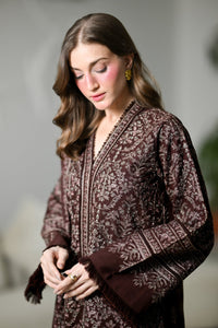 ZAIB-3PC KARANDI EMBROIDERED SHIRT WITH KARANDI EMBROIDERED SHAWL AND TROUSER