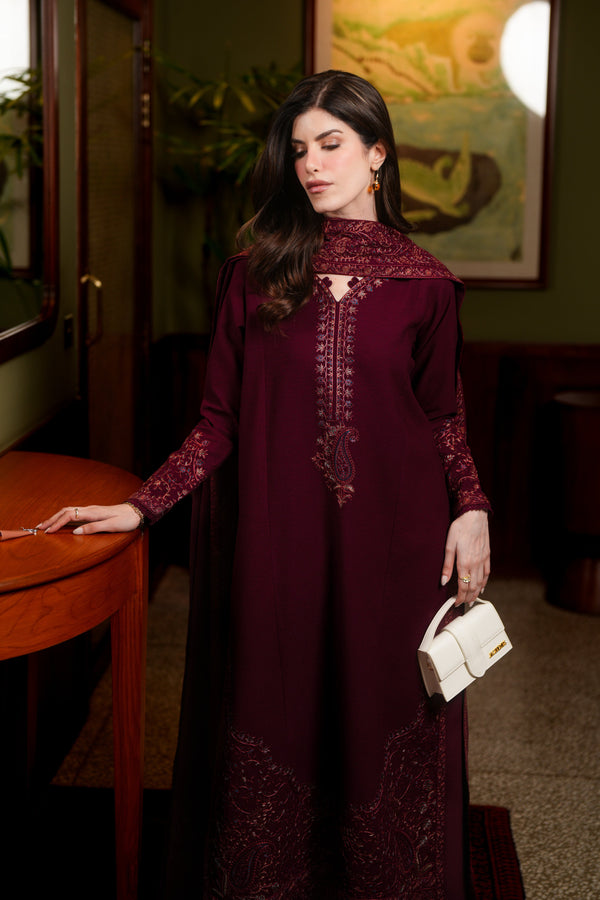 BATIK-3PC DHANAK EMBROIDERED SHIRT WITH DHANAK EMBROIDERED DUPATTA AND TROUSER
