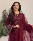 Qalamkar-3pc Dhanak Embriodered Shirt Emb Sleeves Emb Organza Dupatta Emb Trouser RGP-9