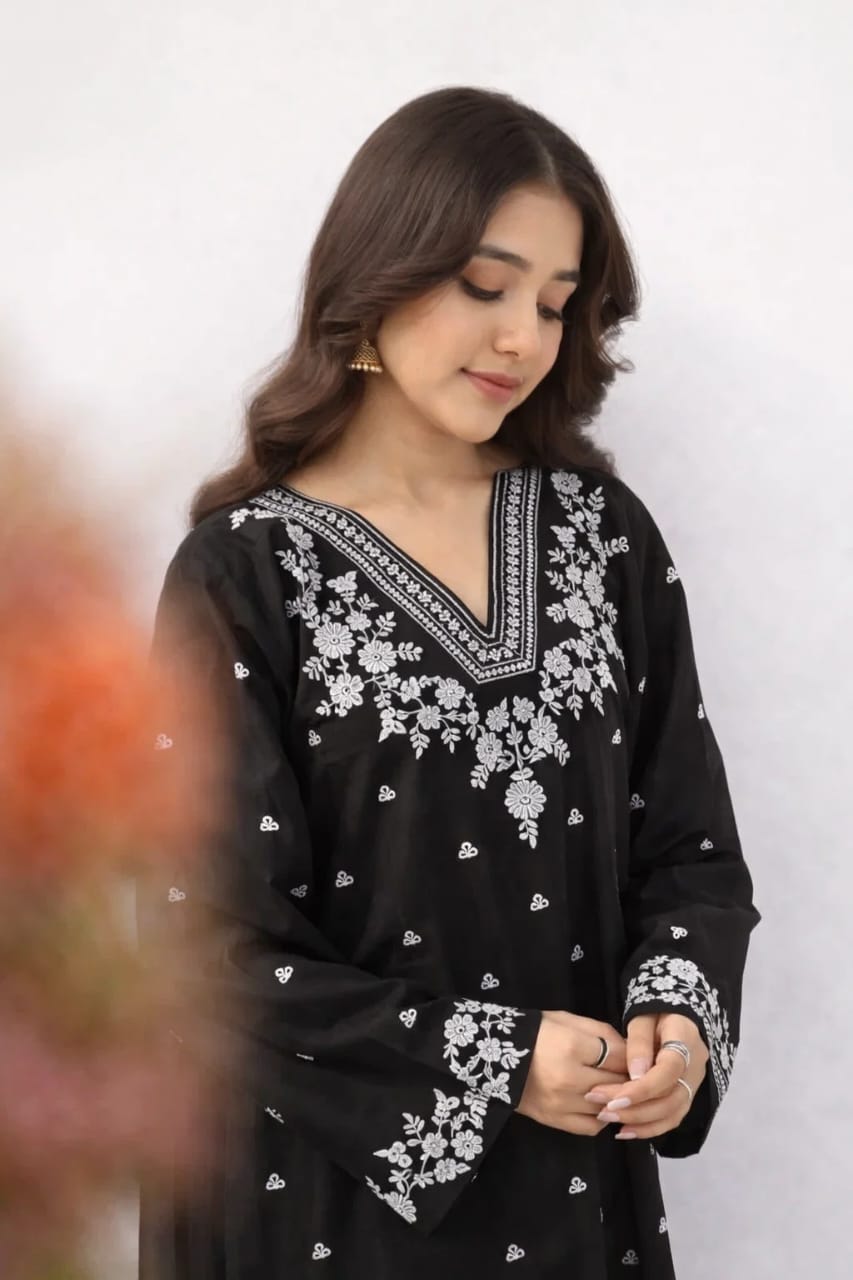 PEZWAAN 2-PIECE LAWN EMBROIDERED SHIRT WITH ELEGANT TROUSER