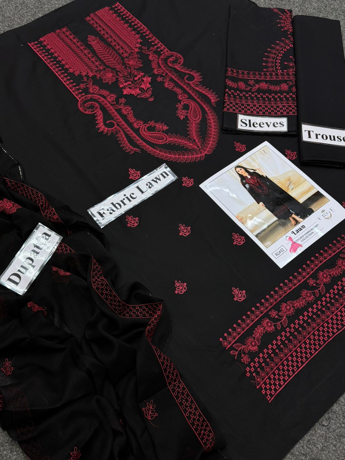 URGE 3-PIECE LAWN EMBROIDERED DRESS WITH EMBROIDERED DUPATTA & TROUSER