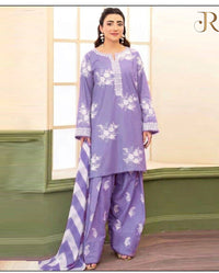 ZARA SHAHJAHAN-3PC LAWN EMBROIDERED SHIRT WITH MONARK PRINTED DUPATTA AND EMB TROUSER