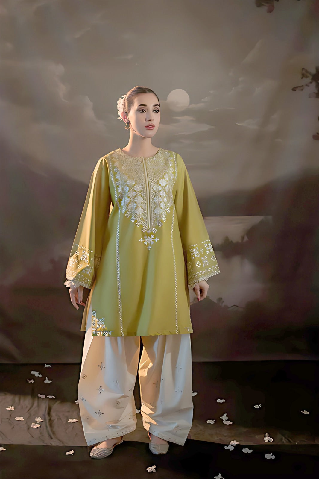 URGE 2-PIECE LAWN EMBROIDERED SHIRT WITH ELEGANT TROUSER