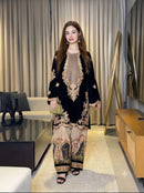 ETHNIC-2PC SILK EMBROIDERED SHIRT WITH  PRINTED SILK TROUSER (BLACK)