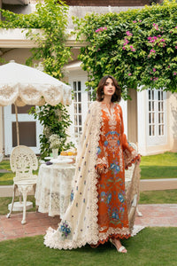 ANEELA's-3PC DHANAK EMBROIDERED SHIRT WITH DHANAK EMBROIDERED SHAWL AND TROUSER