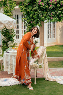 ANEELA's-3PC DHANAK EMBROIDERED SHIRT WITH DHANAK EMBROIDERED SHAWL AND TROUSER