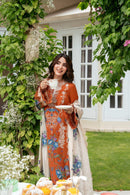 ANEELA's-3PC DHANAK EMBROIDERED SHIRT WITH DHANAK EMBROIDERED SHAWL AND TROUSER