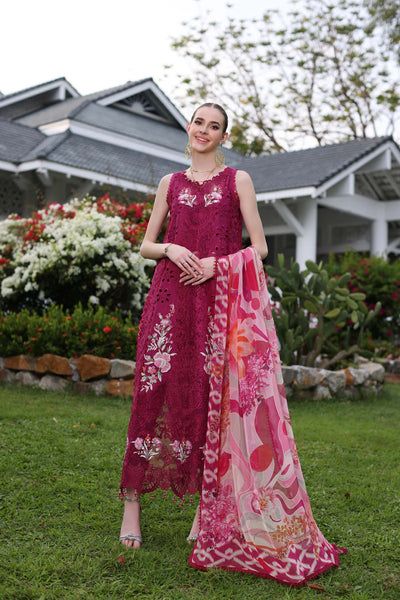 Noor by Saadia Asad's 3-PIECE LAWN CHICKENKARI SUIT WITH MONARK DUPATTA & TROUSER