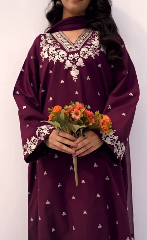 PEZWAAN 2-PIECE LAWN EMBROIDERED SHIRT WITH ELEGANT TROUSER